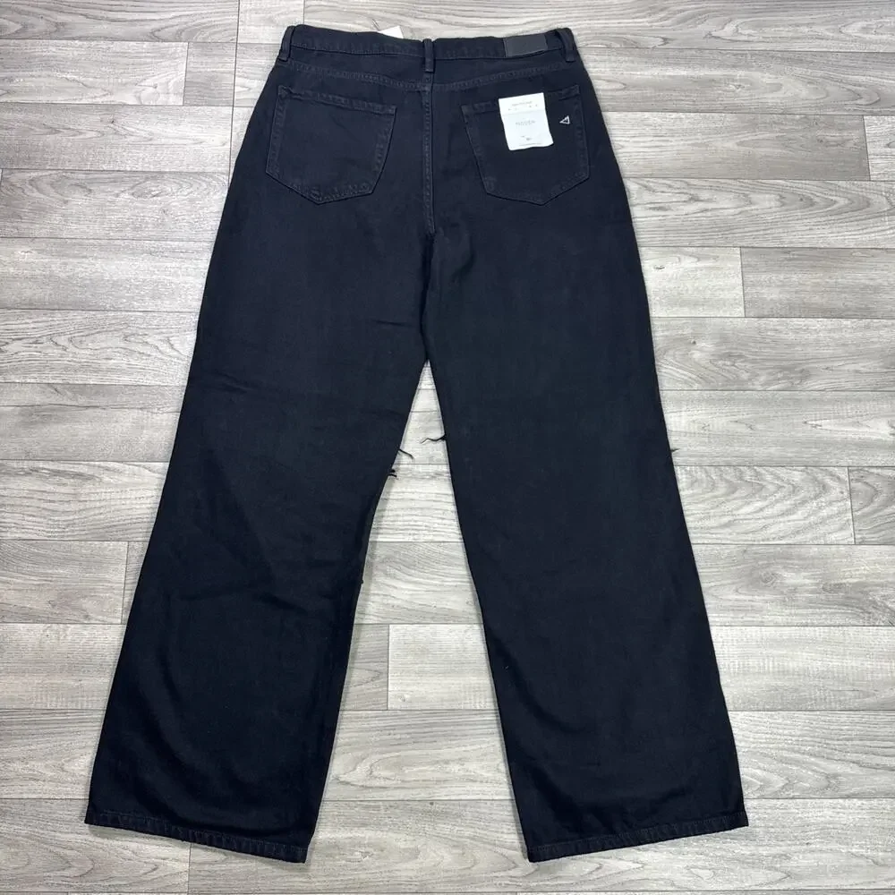 HIDDEN Logan Dad Denim Jeans High Rise Ripped Black Wash sz 30